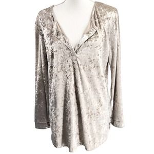 Crazy Train NWOT Womens Size Medium Crushed Velvet Oversized Blouse Long Sleeves
